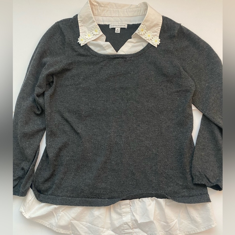 Y2K Notations built in collared sweater